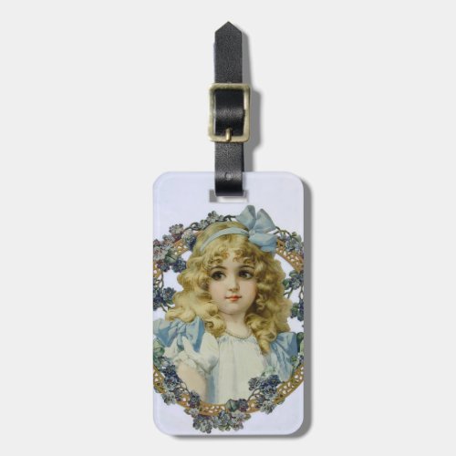 Antique Little Girl Child Portrait Beautiful Luggage Tag