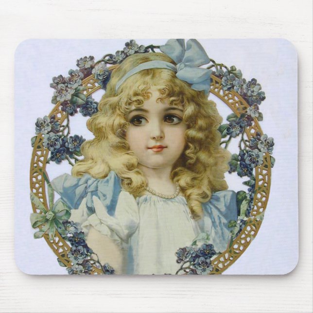Antique Little Girl Child Portrait Beautiful Mouse Pad (Front)