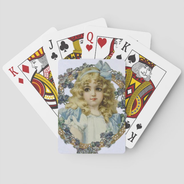 Antique Little Girl Child Portrait Beautiful Poker Cards (Back)