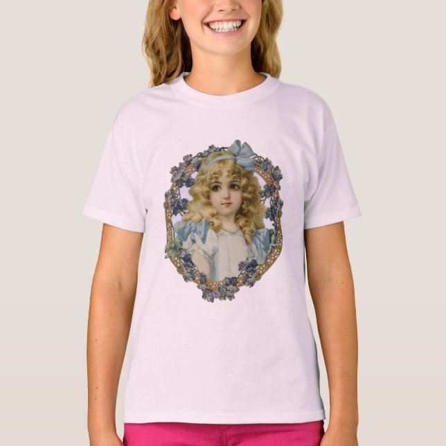 Antique Little Girl Child Portrait Beautiful T-Shirt (Front)