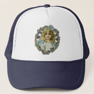 Antique Little Girl Child Portrait Beautiful Trucker Hat