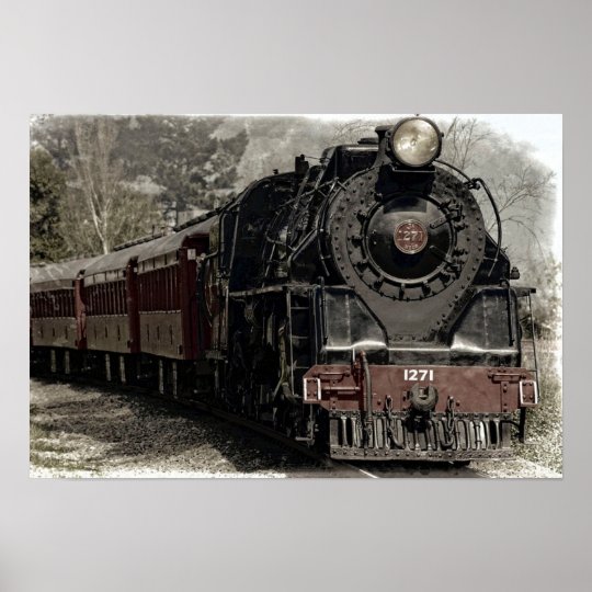 Antique Steam Engine Train Poster