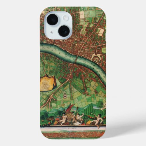 Antique London Street Map by Johannes de Ram 1689 iPhone 15 Case