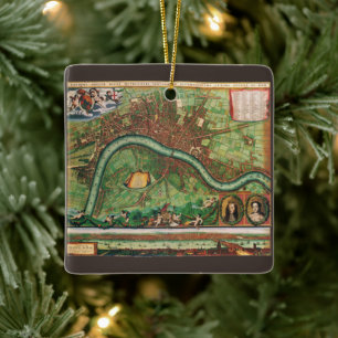 Antique London Street Map by Johannes de Ram, 1689 Ceramic Ornament