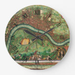 Antique London Street Map by Johannes de Ram, 1689 Clock