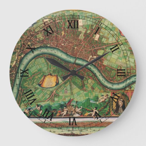 Antique London Street Map by Johannes de Ram 1689 Large Clock