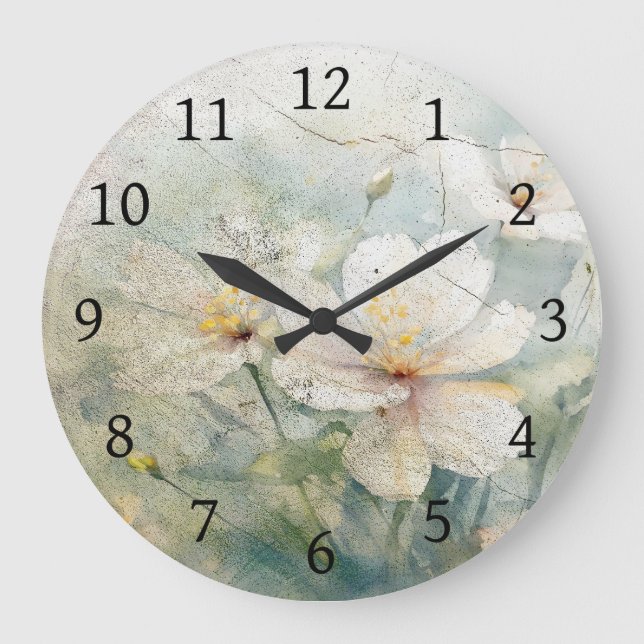 Antique Look Floral Flowers Design 339 Large Clock (Front)