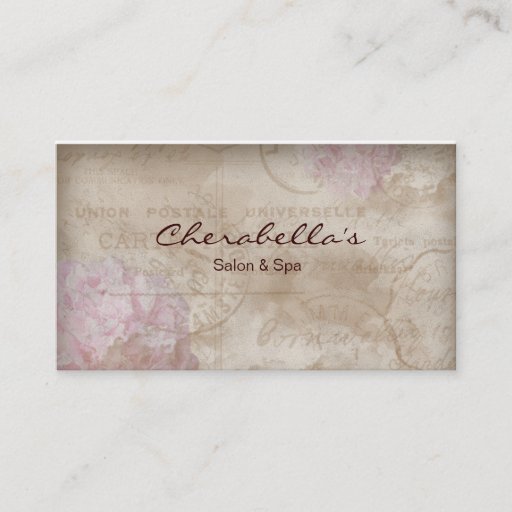 Customizable Antique Look Floral Spa business card