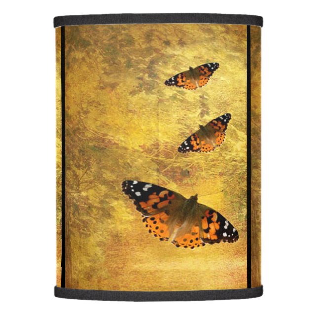 Antique Look Lamp Shade with Butterflies (Front)