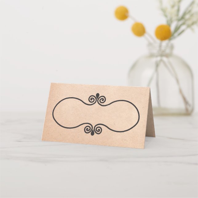 Antique Look Paper Wedding Folded Place Card (Front)