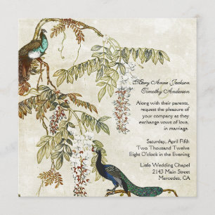 Antique Look Peacock Wedding Invitation