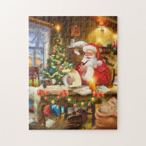 Antique look Santa Claud in workshop Jigsaw Puzzle