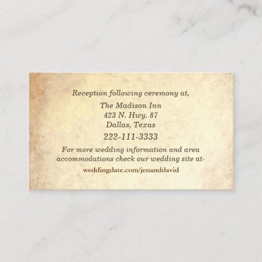 Customizable Antique Look Wedding Enclosure Cards Business Card Template