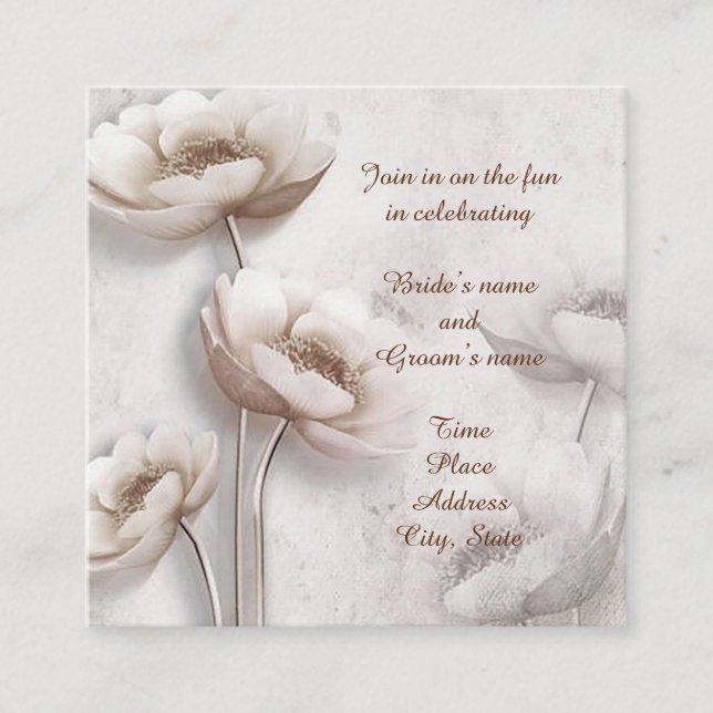 Antique Looking Lotus Flower Reception Enclosure C Card (Front)