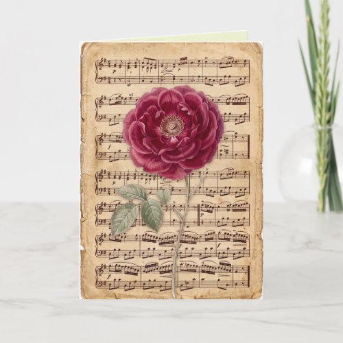 Antique Looking Sheet Music Delicate Floral Art