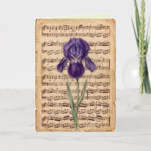 Antique Looking Sheet Music Delicate Floral Art