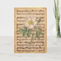 Antique Looking Sheet Music Delicate Floral Art