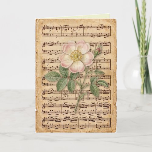 Antique Looking Sheet Music Delicate Floral Art