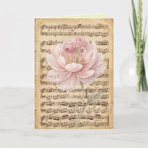 Antique Looking Sheet Music Delicate Floral Art