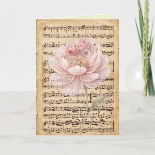 Antique Looking Sheet Music Delicate Floral Art