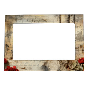Antique Love Letter Calligraphy Floral Magnetic Frame