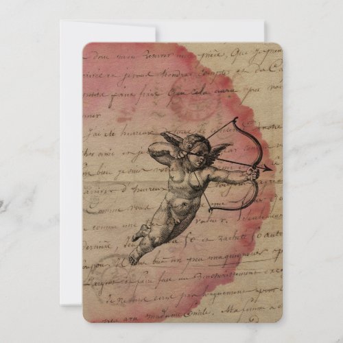Antique Love Letter Cupid Arrow Ephemera Collage Invitation