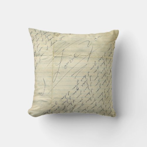 Antique Love Letter I Love You Throw Pillow