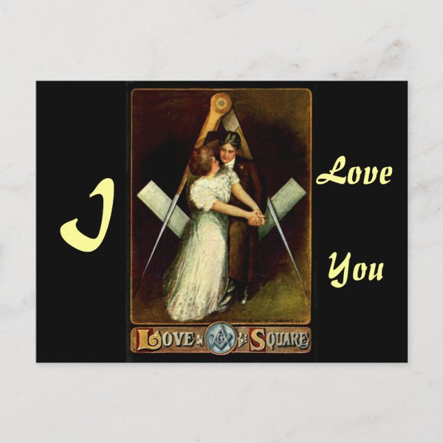 antique Love on The Square Masonic Valentine Cards (Front)