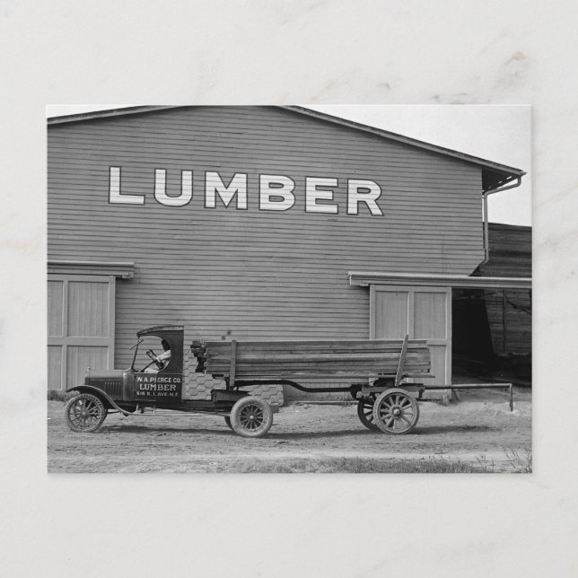 Antique Lumber Truck, 1920s Postcard (Front)