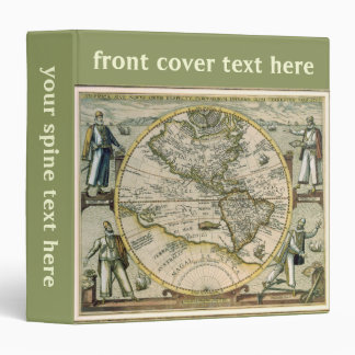 Antique Map, 1596, America Sive Novus Orbis 3 Ring Binder