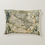 Antique Map, 1596, America Sive Novus Orbis Decorative Pillow