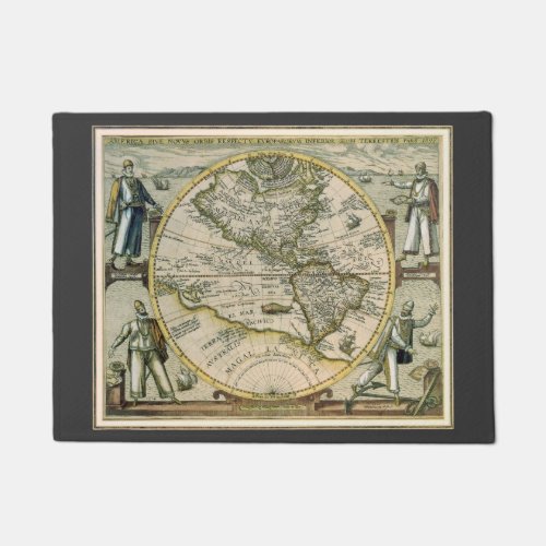 Antique Map 1596 America Sive Novus Orbis Doormat
