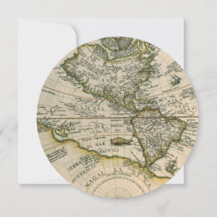 Antique Map, 1596, America Sive Novus Orbis Invitation