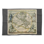 Antique Map, 1596, America Sive Novus Orbis Kitchen Towel