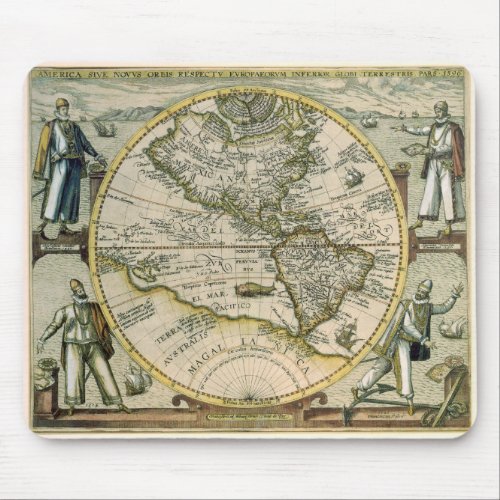 Antique Map 1596 America Sive Novus Orbis Mouse Pad