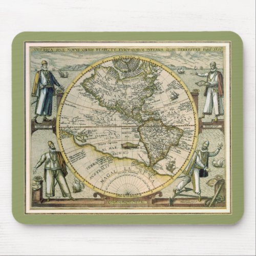 Antique Map 1596 America Sive Novus Orbis Mouse Pad