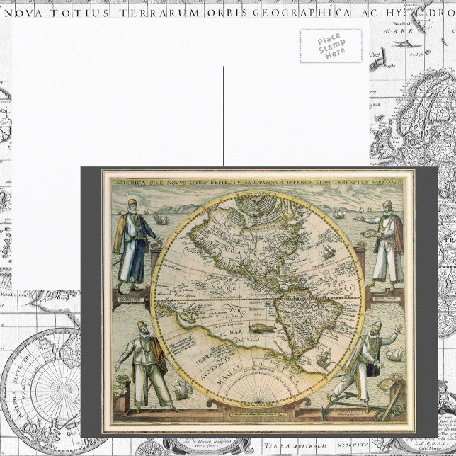 Antique Map, 1596, America Sive Novus Orbis Postcard (Creator Uploaded)