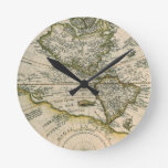 Antique Map, 1596, America Sive Novus Orbis Round Clock