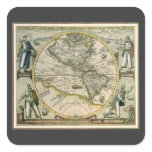 Antique Map, 1596, America Sive Novus Orbis Square Sticker