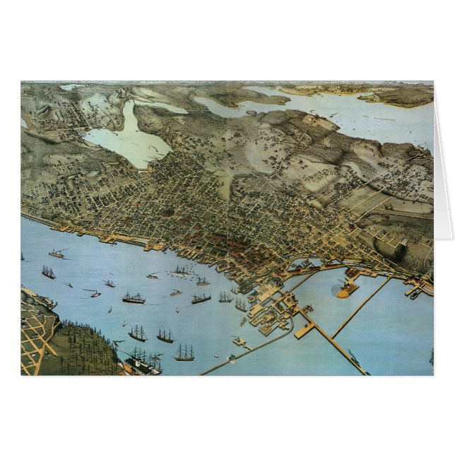 Antique Map Aerial View City of Seattle Washington (Front Horizontal)