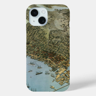 Antique Map Aerial View City of Seattle Washington iPhone 15 Case