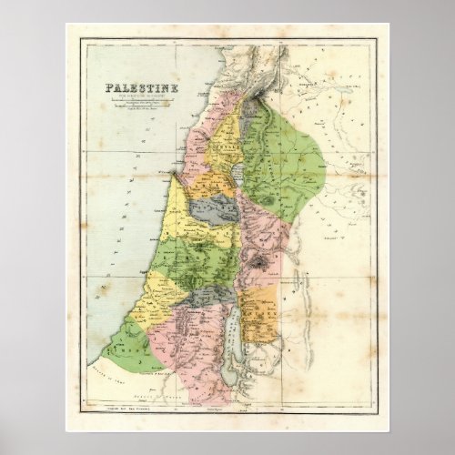 Antique Map  Biblical Palestine Poster