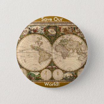 Antique Map Button by EarthGifts at Zazzle