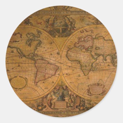 ANTIQUE MAP CLASSIC ROUND STICKER