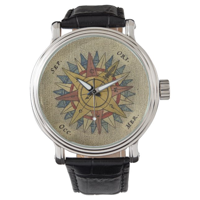 Antique Map Compass Watch (Front)