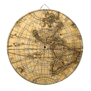 Antique Map Dartboard With Darts