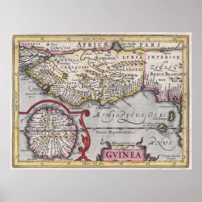 1747 West Africa Map Poster - Historic Slave Trade Map Showing Land & Adjacent Countries - Wall Art For History & Education