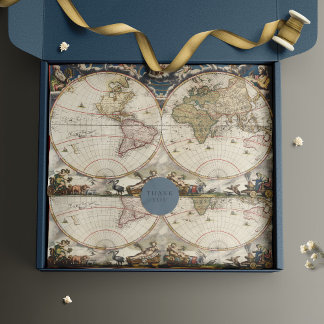 Antique Map Heavy Weight Decoupage Wrapping Paper