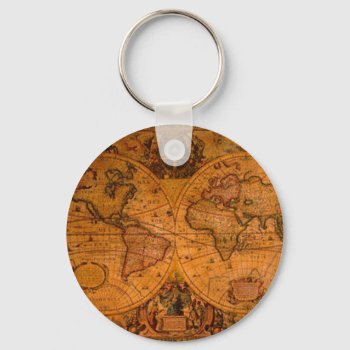 Antique Map Keychain by EarthGifts at Zazzle