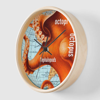 Antique Map Octopus Wall Clock